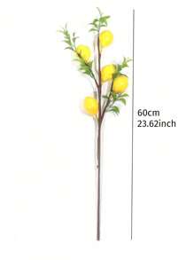 1 pièce Branche artificielle de citron de 60 cm à 5 têtes, en matériau PE, plante artificielle, fleurs artificielles, décoration pour la Fête des Mères, décoration de saison de mariage, centre de table, plante artificielle, décoration de chambre, de bureau, de jardin, décoration de fête, de dortoir scolaire, de bureau