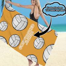 1pc Personalized Beach Towel With Custom Name And Volleyball Print - Super Absorbent, Microfiber, Color-Fast, Available In Multiple Sizes, Suitable For Beach, Pool, Yoga - Unisex Gift, Pool-Side Accessory | Vibrant Design | Color-Fast Fabric Travel Essentials Travel Accessories Beach Essentials