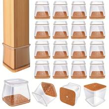 Protectores de piso para patas de silla, 8/16/24 piezas - Deslizadores de muebles de silicona de TPE gruesa, cubiertas de silla transparentes para reducción de ruido y protección de pisos, almohadillas duraderas para patas de muebles para mesas y sillas, sofás y mesas de café (marrón claro)