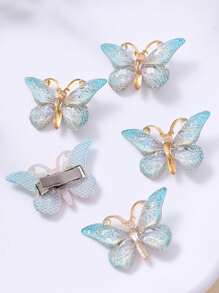 10 piezas de pasadores de pelo con mariposas 3D para niños, accesorios de pelo lindos de color degradado para niñas