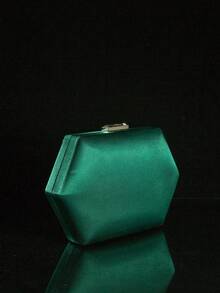 Hexagonal Hand-Stitched Rhinestone Evening Bag, Heavy Industries Elegant Box Clutch Purse For Ladies, Party/Prom/Wedding - Dark Green - View 6