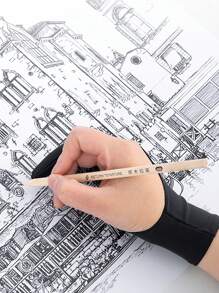 Finego 1/2/3 piezas Guante de dibujo de artista, guantes de pintura de dedos, guantes de mano derecha e izquierda para tableta gráfica de arte digital, iPad, dos dedos con elasticidad suave y transpirable para lápiz óptico, lápiz, boceto, pintura, útiles de oficina y escuela, suministros de pintura y dibujo, guantes de dibujo, regalos creativos, regreso a la escuela, útiles escolares