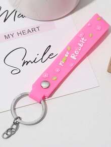 1/5 Piece New Cute Cartoon Rabbit Ear Small Flower Alphabet Pattern Keychain, Car Key And Bags Hanging Piece, Friend's Small Gift And Event Gift - A - View 5