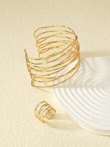 1 Set Stylish, Elegant Versatile Geometric Bracelet And Ring