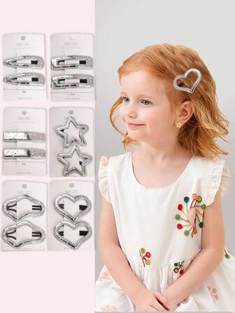 2pcs Card Pack Minimalist Style Silver Plated Hair Clips, Premium PU Leather Polka Dot Bangs Hair Clips, Suitable For Everyday Use