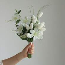 Artificial Tulips Flowers For Bride Wedding Photoshoot Photography Bouquet Decoration, Wedding Registration Holding Flowers Summer Birthday Gifts Beach Back To School School Supplies Room Decor