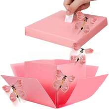 Set de 4 cajas de regalo con mariposas que salen volando, caja sorpresa de papel adecuada para cumpleaños, bodas, aniversarios y celebraciones del Día de San Valentín - Multicolor - Ver 12