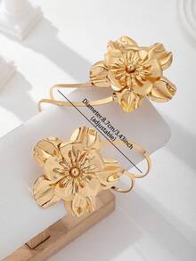 1 Pc Golden Flower Arm Cuff Upper Arm Band Women Arm Bangles - Gold - View 3