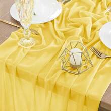 1pc 73"X300" Chiffon Table Runner, Light Blush Chiffon Table Cloth/Scarf, Transparent Weddings Table Linens With Silver Glitter, Suitable For Elegant Wedding, Rustic Bohemian Party, Bridal Shower, Baby Shower, Princess Party, Dessert Table, Bridal Banquet, And More - Multicolor - View 15