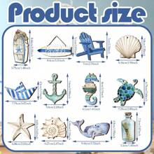 12/24/36/48 szt. Letnia drewniana dekoracja, ozdoby choinkowe na plażę, drewniane plastry muszli morskiej, letnie wiszące dekoracje, miniaturowa dekoracja na przyjęcie; zawiera żółwie, rozgwiazdy, koniki morskie i wiele innych, żywe kolory i ożywione wzory, piękny zestaw dekoracyjny; można zawiesić na ścianach, drzwiach wejściowych, oknach, kominkach itp.; nadaje się również na przyjęcia na plaży, może stworzyć piękną scenerię w Twoim domu!