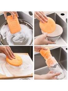2/5pcs Magic Dishwashing Sponges - Thick, Double-Sided, Non-Stick Oil Kitchen Scrubbers With Rich Foam & Super Absorbency For Quick Cleaning - For Kitchen Cleaning - Suitable For Everyday Use - Great Gift For Housewarming & New Home