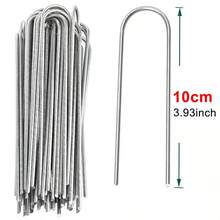 U-Type Garden Staples Heavy-Duty Fence Tubing Stakes Sod Pins Galvanized Landscape Spike For Holding Lawns Barrier Ground Nail