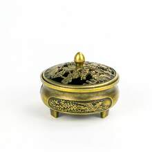 1 pieza Quemador de incienso con diseño de Emperador y Emperatriz Dragón Fénix, soporte de incienso con forma de hoja de loto de aleación de zinc, estilo real, artesanía cultural intangible, coleccionable de arte de fragancias de lujo