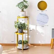 4 Tier Plant Stand Indoor, Space-Saving Planter Shelves Flower Pot, Tiered Wrought Metal Flower Shelf Plants Holder Display Rack, Flower Pot Holder Shelf For Living Room, Patio, Balcony - 三級黃金 - 查看 5