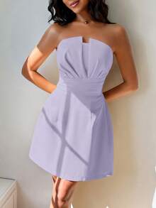 Vestido de tubo elegante y de unicolor para mujeres - Morado - Ver 6