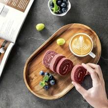 1 pieza Bandeja de madera, plato para comida, bandeja de servicio multiusos, apta para uso en el hogar, restaurante y fiestas, bandeja para desayuno, bandeja para pasteles, bandeja para pan, bandeja de cocina, bandeja para juegos de té, cocina