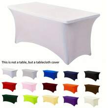 BRISCOES HOMEWARE 覆盖整个桌子的矩形涤纶桌布，抗皱且可洗，有弹性且紧密贴合，适合室内、室外、庭院、野餐、露营、派对、婚礼、宴会。