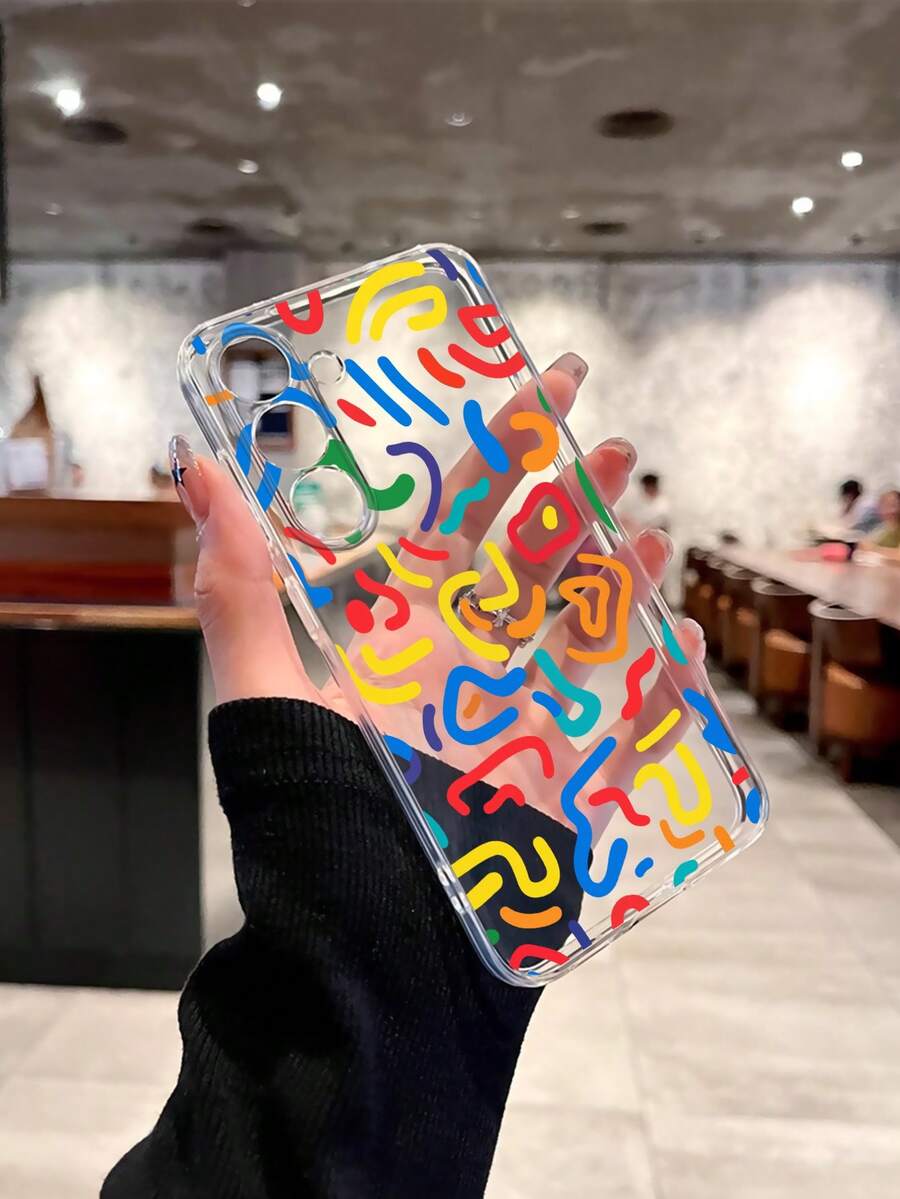 1个彩色条纹透明手机壳，兼容苹果 SE、4、16、13、15、15 Pro、14 Pro、14 Plus、7/8 Plus、11、12 Pro Max、13、14 Pro Max以及S24、S23、S25，是送给亲朋好友的绝佳礼物。