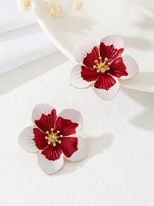 1 Paar Damen stilvolle blumenförmige Ohrringe mit Farbverlauf-Farbverlauf und asymmetrischem Design, silberne Cut Out spiralförmige Creolen als personalisierte Ohrringe