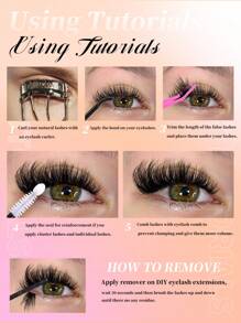 200 piezas Kit de extensión de pestañas DIY, pestañas en racimo D rizado, con pegamento para pestañas y pinzas selladas, racimos de pestañas mixtas de 8-16 mm, adecuado para uso doméstico Kit de racimos de pestañas, pestañas, pestañas postizas