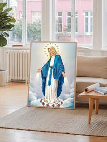 1 Pc Our Lady Immaculate Conception Of Mary Holy Mary Painting Catholic Posters Picture Room Decor Art Stretched And Frame Ready To Hang - Optional Framed,Suitable For Living Room Bedroom Office Wall Decoration Room Aesthetic Wall Arts Canvas, Creative Gift - Multicolor - View 8