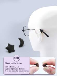 4/10 对硅胶星星和月亮耳机夹，防滑眼镜配件，带星星和月亮装饰 - 月亮4對 - 查看 4