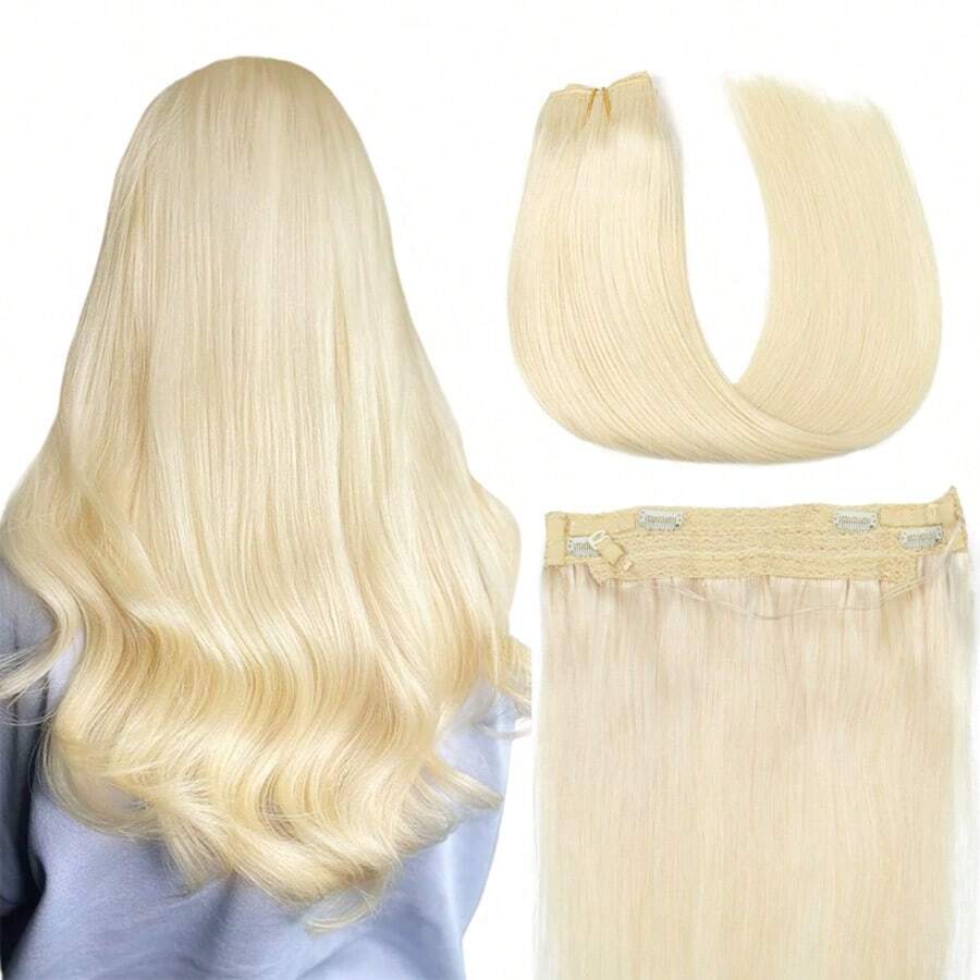 Human Hair Extensions Invisible Wire Hair Extensions Black Remy Fish Line Hair Hairpiece With Fish Line