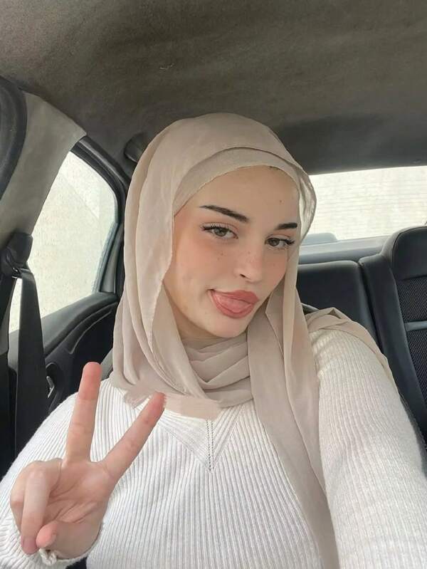 قطعة واحدة من الحجاب النسائي من الشيفون ذو اللون الأحادي، غطاء رأس نسائي ناعم، وشاح طويل محتشم وعادي ذو لون بسيط، شريط للرأس مناسب للاستخدام اليومي