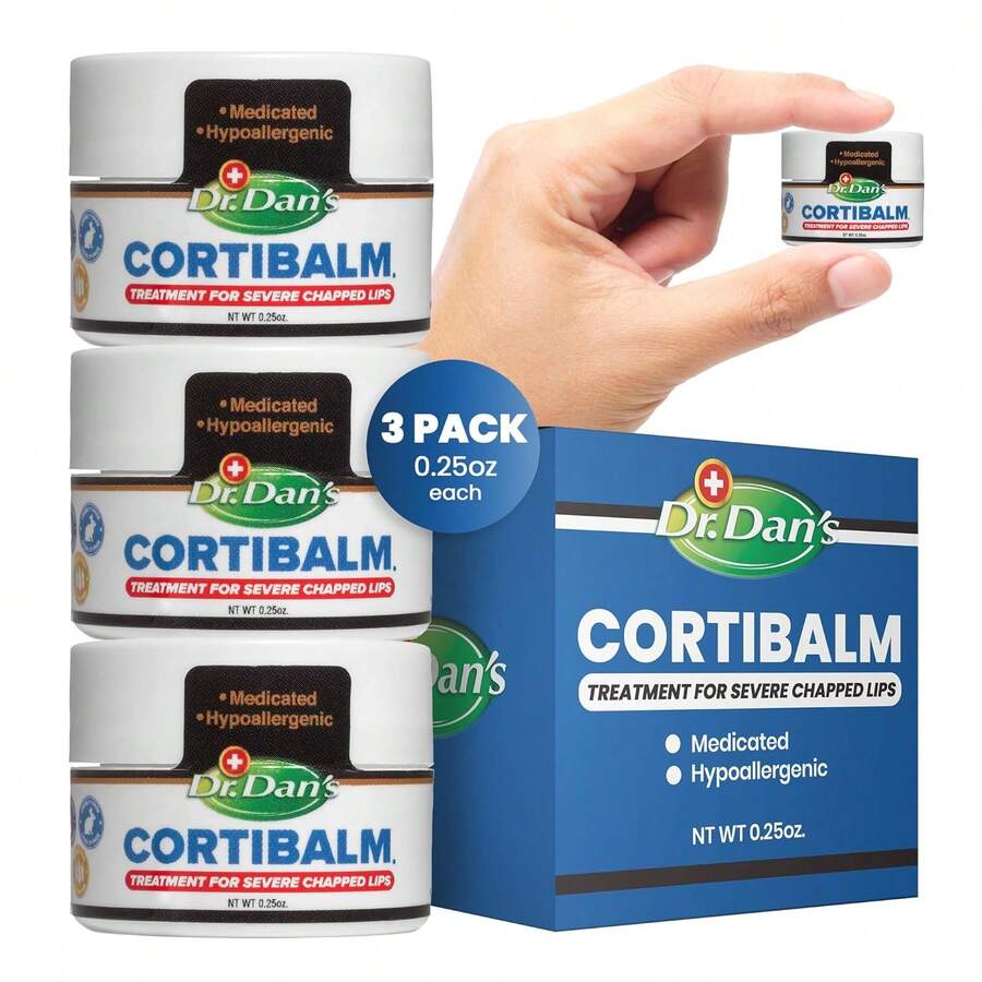 Dr. Dan'S Cortibalm Jars-3 Pack- For Dry Cracked Lips - Healing Lip Balm Jar For Severely Chapped Lips - Designed For Men, Women And Children - - 白色 - 查看 1