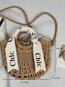 Lightweight Half-Round Woven Straw Bag, Women's Summer Crossbody Bag, Casual Beach Handbag For Holiday Mini Minimalist Straw Bag, Mother's Day Gift For Mom For Teen Girls Women College Students Perfect For College,Outdoors, Travel, Outings