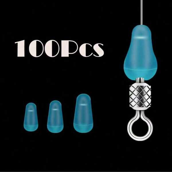 100Pcslot High Quality Rubber Space Beans Sea Carp Fly Fishing Blue Rubber Oval Stopper Fishing Float Fishing Bobber