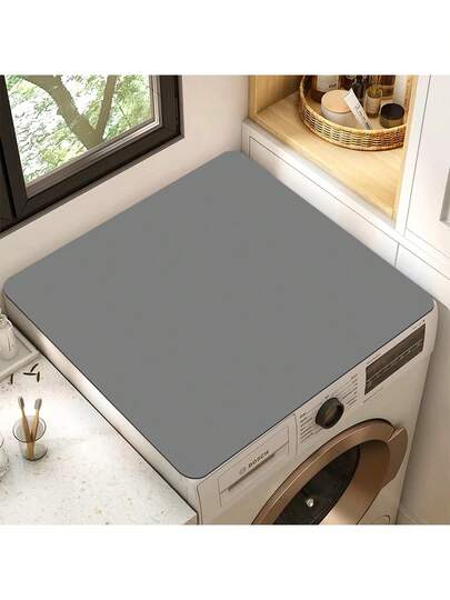 1 件黑色/灰色洗衣机防尘罩垫、台面吸水桌垫、吸水速干冰箱垫、微波炉防尘罩、柔软硅藻泥排水垫、防滑超强吸水耐磨洗碗干垫、19.7*23.6 英寸现代洗衣机和烘干机顶盖，适用于洗衣房和厨房