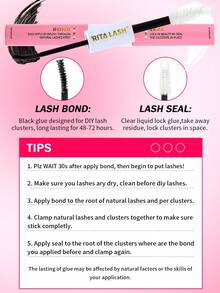 RITALASH 280pcs D Curl Christmas Gift Cluster Lash Kit DIY Eyelash Extensions Long Individual Lashes Mixed Tray Lash Clusters Extensions DIY Cluster Lash At Home With Bond And Seal Applicator Cluster Lash Remover And Lash Brush - Black - View 5