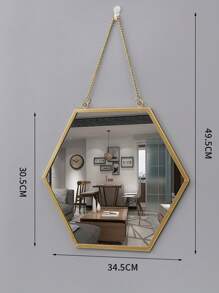 1PC Wall Mounted Mirror Gold Geometric Mirror With Chain Decorative Vanity Mirror Porch Decoration Mirror Bathroom Wall Mirror Vanity Mirror Suitable For Bathroom Bedroom Living Room Arch