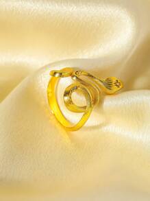 1 Pc Adjustable Size Fashion All-Match Minimalist European & American Style Party Hit Hollow Carved Flower Chinese Style Retro Exquisite Car Flower Galaxy Crescent Knife Pattern Cat Paw Colorful Beaded Interconnected Versatile Classic Series Flower Pattern Exquisite Open Ring, Irregular Elegant Snake Ring With White Zirconia