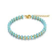1pc Fashion Minimalist Versatile Stainless Steel & Natural Stone Bracelet, Multi-Color Options Suitable For Women Daily Wear