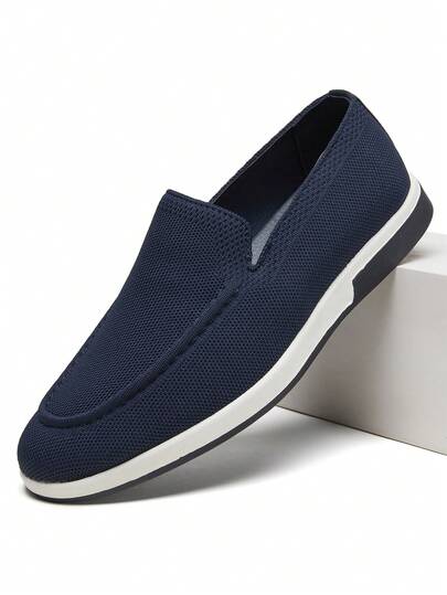 DESAI 1 Pair Men's Lace-Up Mesh Loafers, Breathable Casual Slip-On Slouchy Shoes, Soft Sole Anti-Slip Moccasins, Summer