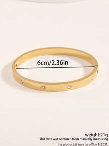 1 Piece 18K Gold-Plated Stainless Steel Bracelet, Unisex Adjustable Bracelet, Waterproof Jewelry Gift For Daily Wear, Party, Music Festival, Party Accessories, Delicate Style, Crystal Embellishment