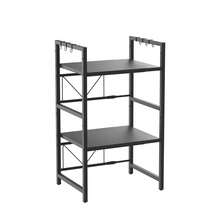 VickyHome 1-2Tier Adjustable Heavy Duty Shelving Microwave Rack Horizontal Extension Kitchen Shelf Tableware Storage Stand Organizer With 6 Hooks For Home Office Carbon Black - 60x26x75cm - 查看 9