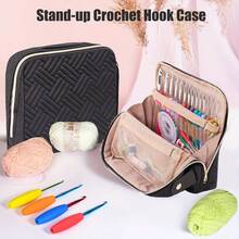 Quilted Empty Crochet Hook Case - Crochet Hook Organizer Case Stand Up-Corchet Organizer - Crochet Hook Holder For Knitting & Crochet Supplies, Crochet Needles, Crochet Accessories & Knitting Gifts - Multicolor - View 3
