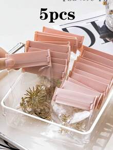 5pcs/Set Jewelry Storage Zipper Closure Dustproof Pouches - Pink - View 2