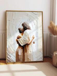 1pc Jesus Christ Christian Canvas Wall Art, Poster Of Jesus Embracing A Woman, High Definition Printing, Wall Decor For Living Room, Framed Option Available - Multicolor - View 7