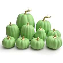 1 Set di 10 Zucche Artificiali per Decorazione da Giardino, Decorazione da Raccolta, Ringraziamento e Ognissanti, Include Zucche Grandi, Medie e Piccole Realistiche per Casa, Cucina e Festività