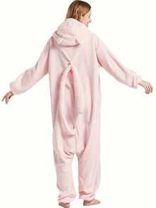 Adult  Pink Costume Christmas Pajamas - Christmas Cosplay Costumes Homewear Jumpsuit For Women And Men - 粉色 - 查看 5