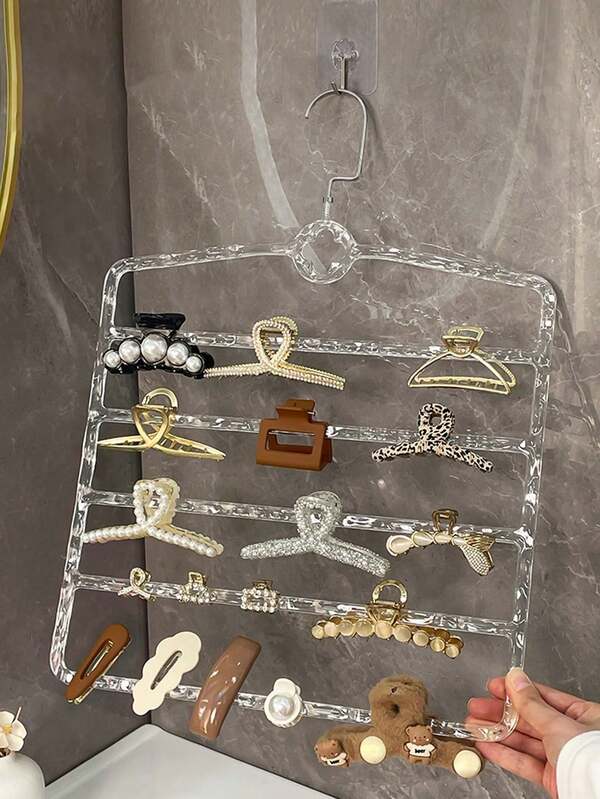 1pc Claw Clip Organizer, Claw Clip Holder And Storage For Women Girls, Simple Transparent Multi-Layer Hair Accessory Storage Rack Wall-Mounted Hair Claw Hairband Hairpin Drying Rack Headwear Organizer Claw Clip Holder