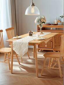 1 pièce de chemin de table jacquard minimaliste nordique avec pompons, convient pour les anniversaires, mariages, tables à manger de maison, meubles TV, tables basses, salons, cuisines, chambres à coucher et autres décorations de maison, décorations pour rassemblements familiaux, décorations de table à manger, décorations de chambres esthétiques