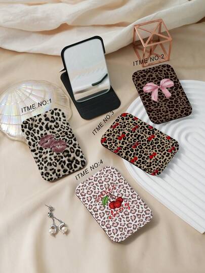 Serie Y2K Specchio da toeletta pieghevole, leggero, ultra sottile, specchio portatile, in durevole pelle PU, adatto per varie occasioni e per tutti, design quadrato pieghevole per un facile trasporto, regali, viaggi, articoli economici, essenziali da viaggio