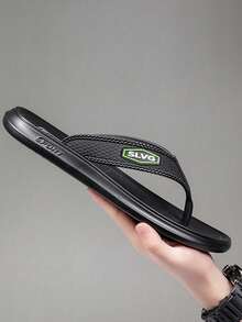 Chanclas para hombre con suela gruesa y suave, resistentes al desgaste, chanclas de playa de moda para uso casual al aire libre - Negro - Ver 4