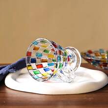 4pcs Stained Glass Small Coffee Mug Rainbow Light Square Coffee Mug With Saucer - màu sắc - Xem 4