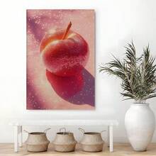 1pc Red Apple, Frost Effect, Surrealism Framed Wall Art - Canvas Prints Poster, Ready To Hang - Home Decor, Ideal For Home, Office Wall Decor, Family Gift, Living Room Bedroom Wall Decor - Multicolor - View 4